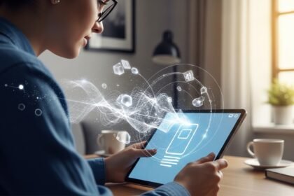 Pessoa animada criando um aplicativo em um final de semana com ajuda de inteligência artificial e ferramentas no-code.