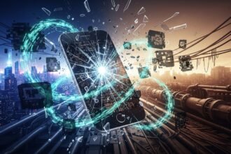 Smartphone ficando lento com o tempo, ilustrando obsolescência tecnológica.