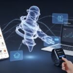 Agente autônomo de IA interage com clientes em ambiente de e-commerce moderno