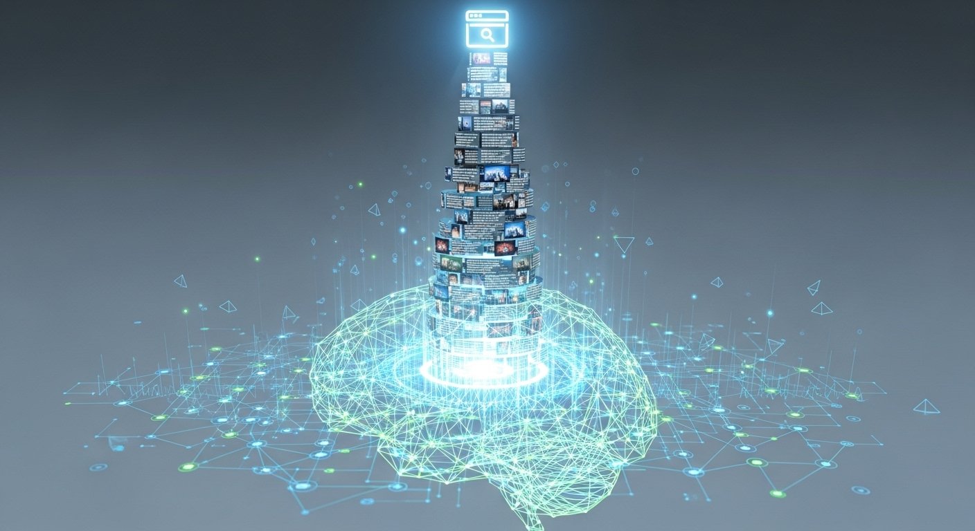 Ilustração conceitual de um site alcançando o topo dos resultados de busca do Google, simbolizando ranqueamento e sucesso em SEO.