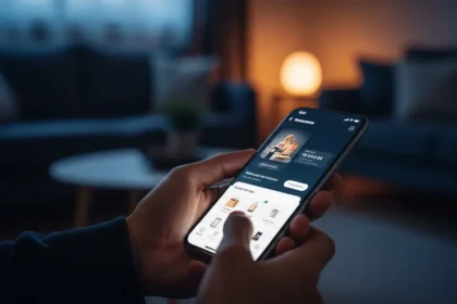 Um gráfico abstrato representando um algoritmo que prevê compras futuras com precisão.