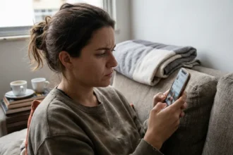 Ilustração de lupa analisando um ícone de perfil, sugerindo como saber quem visitou seu perfil